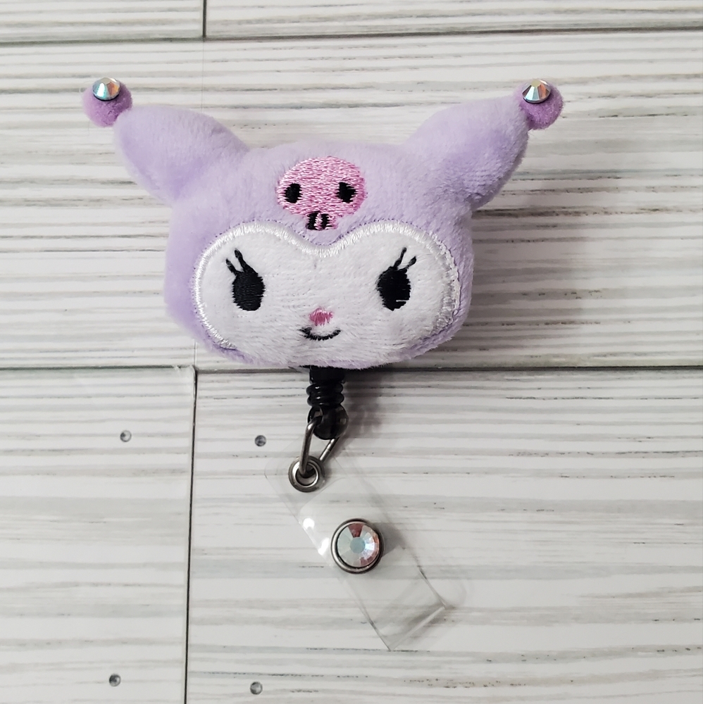 Kuromi Plush Badge Reel ID Holder